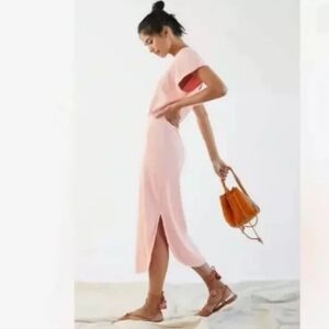 Daily Practice Anthropologie Ribbed Dolman Sleeve Dress Pink